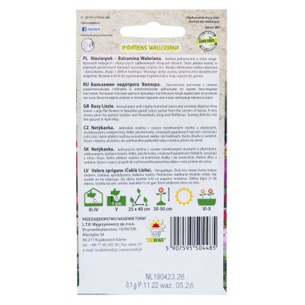 R4485 BALSAMINA NIECIERPEK WALERIANA 0,1 NASIONA KWIATY KOLOR