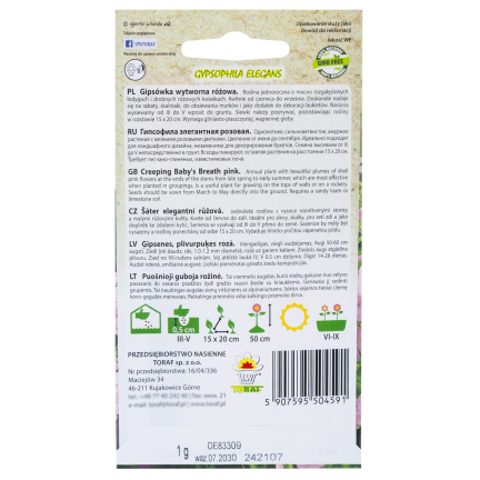 R4591 GIPSÓWKA WYTWORNA RÓŻOWA 1G NASIONA KWIATÓW JEDNOROCZNA