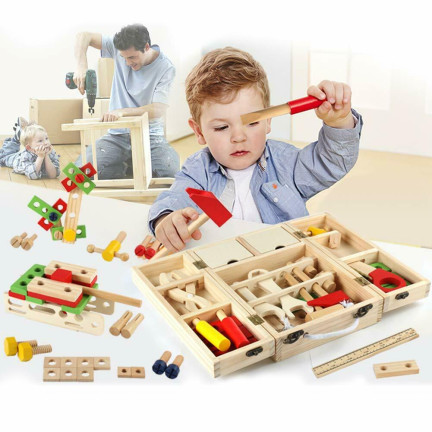 TG55451 Drewniane Narzędzia + Skrzynka Warsztat dla Dzieci zestaw