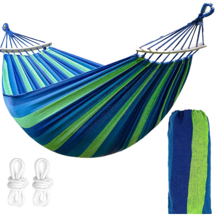 TG48174-1 HAMAK OGRODOWY ZE STELAŻEM BUJAK + POKROWIEC I LINKI 70X170 CM NIEBIESKI