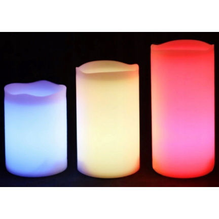 OO68 ŚWIECZKI ŚWIECE LED NA PILOTA 3 SZT ZESTAW RGB