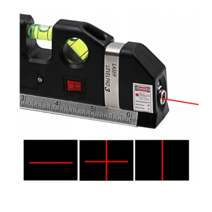 ZW68 POZIOMICA LASEROWA LED Z MIARKĄ MIARA + BATERIE