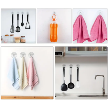 TG73980 WIESZAKI HACZYKI ŚCIENNE NA PRZYSSAWKI TRANSPARENTNE ZESTAW 20szt