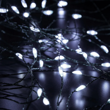 TG73524-1 LAMPKI CHOINKOWE ZIELONY DRUCIK NA BATERIE ZIMNE ŚWIATŁO BIAŁE 40LED