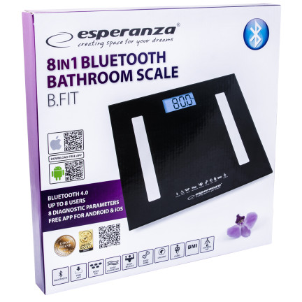 EBS016K ESPERANZA WAGA ŁAZIENKOWA 8W1 Z
FUNKCJĄ BLUETOOTH B.FIT CZARNA
