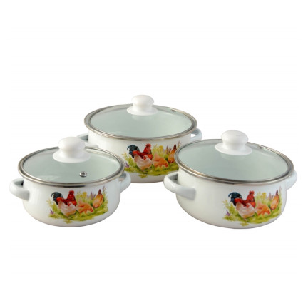 TD7 KOMPLET GARNKÓW emaliowanych kury 6szt indukcja