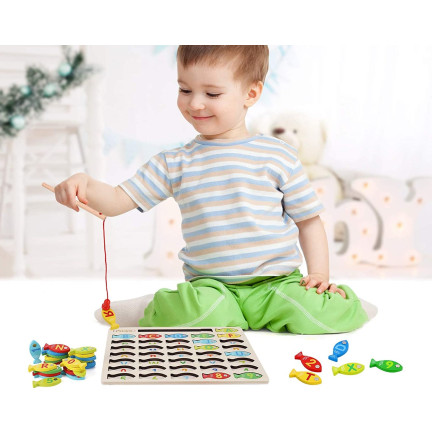 TG67024 GRA ŁOWIENIE RYBEK DREWNIANE RYBKI NAUKA UKŁADANKA ALFABETU LITERY PUZZLE