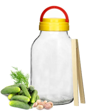 CHOM300/A SŁOIK SŁÓJ 3L DO KISZENIA OGÓRKÓW KAPUSTY KISZONKI Z WIECZKIEM I SZCZYPCAMI