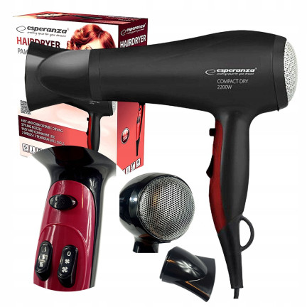 ES123 SUSZARKA DO WŁOSÓW 3 stopniowa regulacja + zimny nawiew MOCNA 2200W