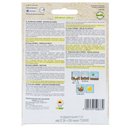 T8339 RZODKIEWKA na Taśmie nasiennej 6M NASIONA RZODKIEWKI OKRĄGŁA ŁAGODNA