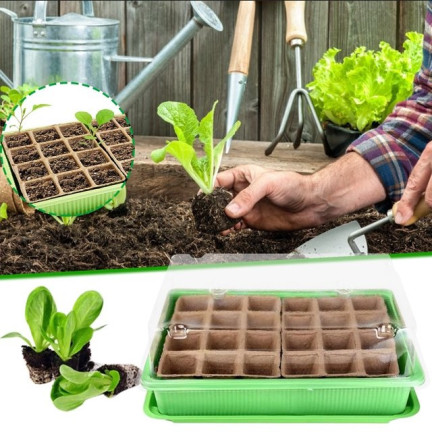 TG71428 MINI SZKLARNIA INSPEKT doniczki torfowe KIEŁKOWNIK ROZSADA 24 komory + taca