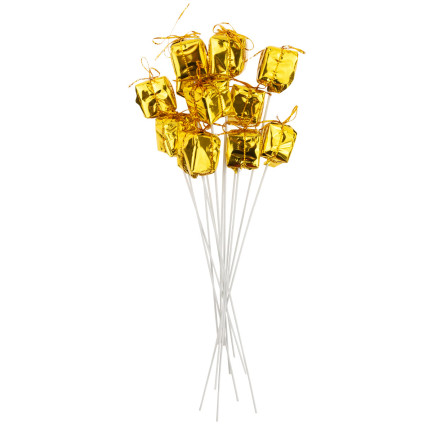 TG33329-2 PREZENCIKI PREZENTY NA PIKU DRUCIKU 12SZT ZŁOTE DEKORACJA ŚWIĄTECZNA