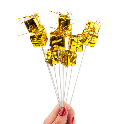 TG33329-2 PREZENCIKI PREZENTY NA PIKU DRUCIKU 12SZT ZŁOTE DEKORACJA ŚWIĄTECZNA