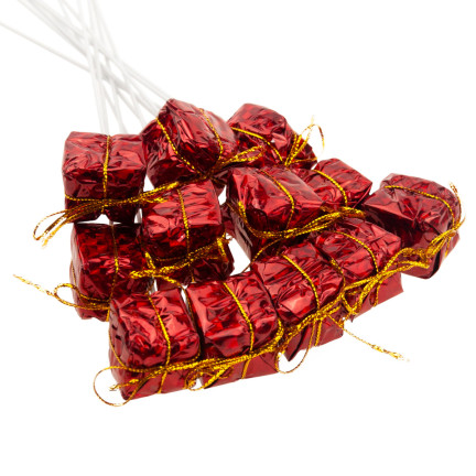 TG33329-3 PREZENCIKI PREZENTY NA PIKU DRUCIKU 12SZT CZERWONE DEKORACJA ŚWIĄTECZNA