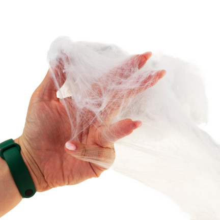 Sztuczna pajęczyna, biała, z pająkami, dekoracja Halloween, 4 pająki