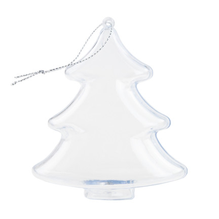 TG38741-BN BOMBKA AKRYLOWA CHOINKA DECOUPAGE SKŁADANA PRZEZROCZYSTA 10CM zawieszka