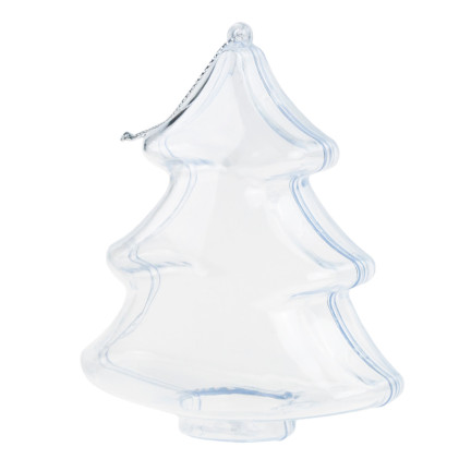 TG38741-BN BOMBKA AKRYLOWA CHOINKA DECOUPAGE SKŁADANA PRZEZROCZYSTA 10CM zawieszka