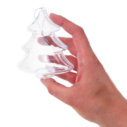 TG38741-BN BOMBKA AKRYLOWA CHOINKA DECOUPAGE SKŁADANA PRZEZROCZYSTA 10CM zawieszka