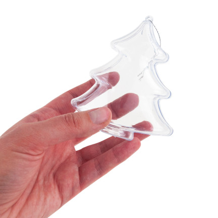 TG38741-BN BOMBKA AKRYLOWA CHOINKA DECOUPAGE SKŁADANA PRZEZROCZYSTA 10CM zawieszka