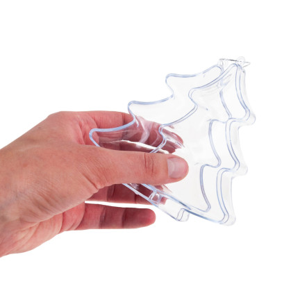 TG38741-BN BOMBKA AKRYLOWA CHOINKA DECOUPAGE SKŁADANA PRZEZROCZYSTA 10CM zawieszka