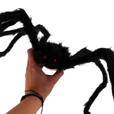 Sztuczny pająk, pluszowy, czarny, gigant tarantula, dekoracje Halloween, 90cm