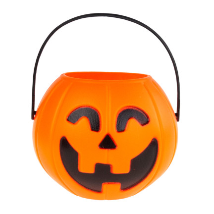 Wiaderko dynia na słodycze, plastikowe, pomarańczowe, dynia z uchwytem, kociołek Halloween, średnica 6cm