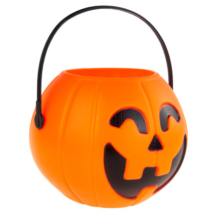 Wiaderko dynia na słodycze, plastikowe, pomarańczowe, dynia z uchwytem, kociołek Halloween, średnica 6cm