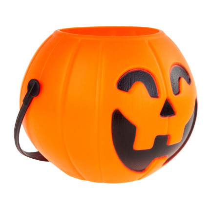 Wiaderko dynia na słodycze, plastikowe, pomarańczowe, dynia z uchwytem, kociołek Halloween, średnica 6cm