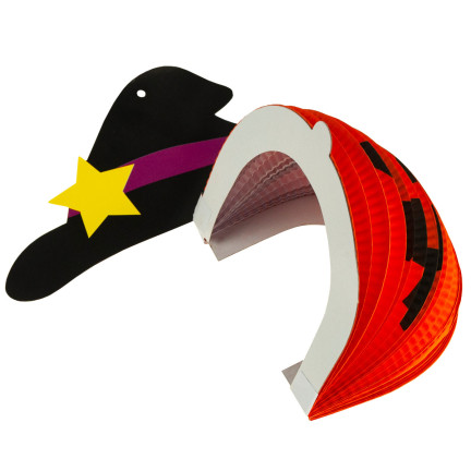 Dekoracja wisząca Halloween, papierowa, pomarańczowa, dynia, składana zawieszka, 25cm