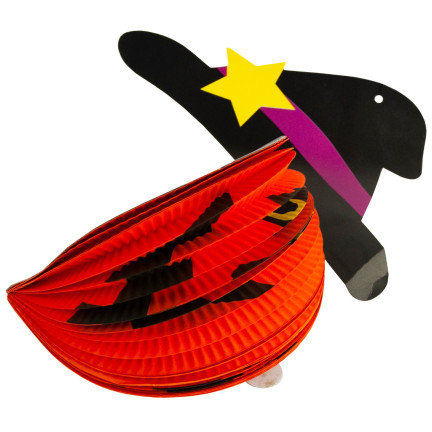 Dekoracja wisząca Halloween, papierowa, pomarańczowa, dynia, składana zawieszka, 25cm