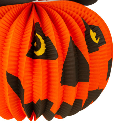 Dekoracja wisząca Halloween, papierowa, pomarańczowa, dynia, składana zawieszka, 25cm