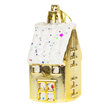 TG44017 BOMBKI CHOINKOWE DOMEK DOMKI ZAWIESZKA PLASTIKOWE 6SZT na stroik ZESTAW