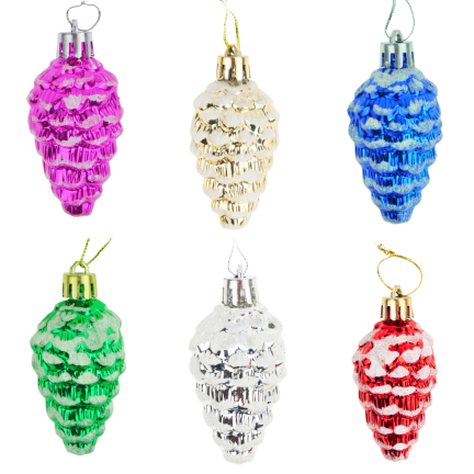 TG44018 BOMBKI SZYSZKA ZAWIESZKA SZYSZKI CHOINKOWE ZESTAW PLASTIKOWE 6SZT na stroik