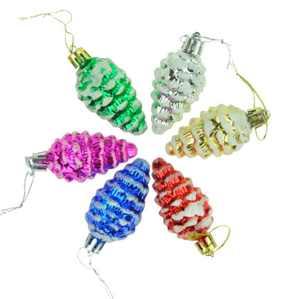 TG44018 BOMBKI SZYSZKA ZAWIESZKA SZYSZKI CHOINKOWE ZESTAW PLASTIKOWE 6SZT na stroik