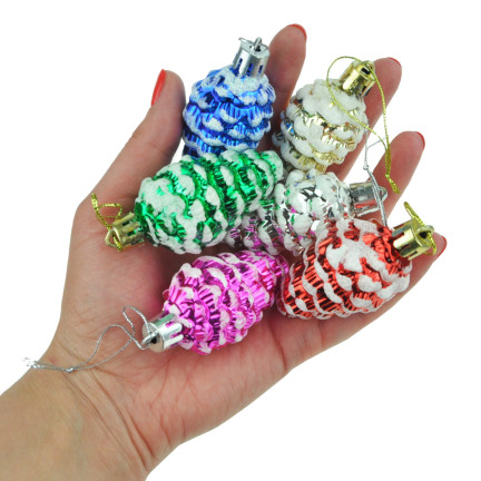 TG44018 BOMBKI SZYSZKA ZAWIESZKA SZYSZKI CHOINKOWE ZESTAW PLASTIKOWE 6SZT na stroik