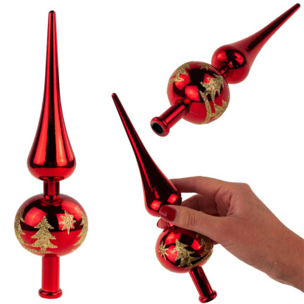 TG44026-3 CZUBEK CHOINKOWY SZPIC CZERWONY bombka NIETŁUKĄCY BROKAT ozdoba na choinke