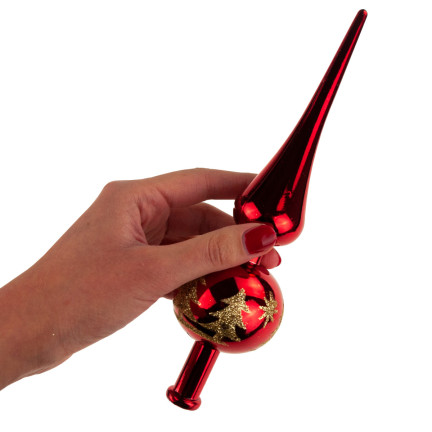 TG44026-3 CZUBEK CHOINKOWY SZPIC CZERWONY bombka NIETŁUKĄCY BROKAT ozdoba na choinke