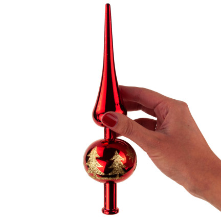 TG44026-3 CZUBEK CHOINKOWY SZPIC CZERWONY bombka NIETŁUKĄCY BROKAT ozdoba na choinke