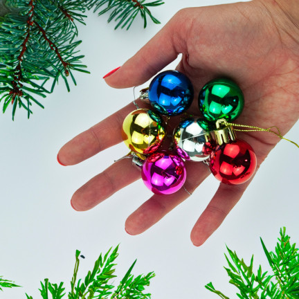 TG44046-14 BOMBKI CHOINKOWE KOLOROWE NA CHOINKĘ BOMBKA ZESTAW 24 SZT 3CM OZDOBY RETRO