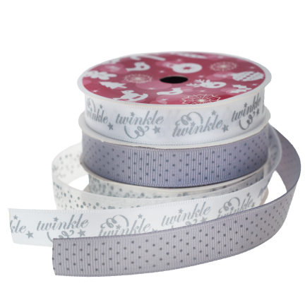 TG44384S WSTĄŻKA do pakowania ozdobna 3SZT srebrna ŚWIĘTA