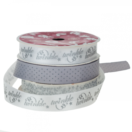 TG44384S WSTĄŻKA do pakowania ozdobna 3SZT srebrna ŚWIĘTA