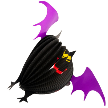 Wiszący nietoperz, papierowy, czarny, dekoracja wisząca, Halloween, 25cm