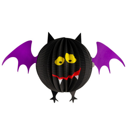 Wiszący nietoperz, papierowy, czarny, dekoracja wisząca, Halloween, 25cm