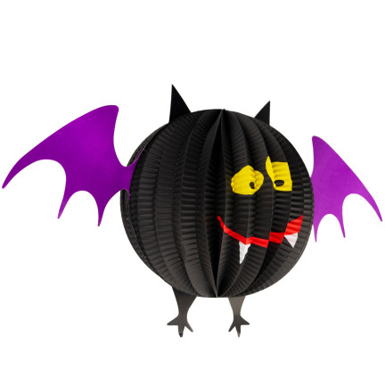 Wiszący nietoperz, papierowy, czarny, dekoracja wisząca, Halloween, 25cm