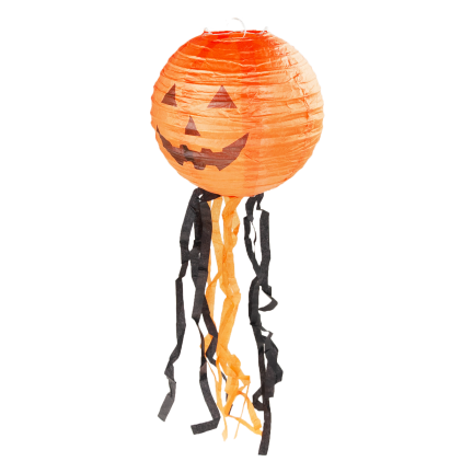 Lampion dynia wiszący, papierowy, pomarańczowy, kształt dyni, dekoracja Halloween, 50cm