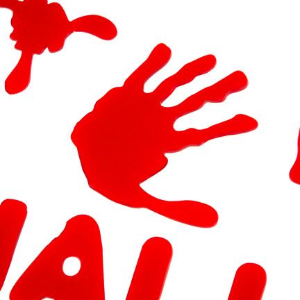 Krwawy baner, napis na szybę, żelowy, czerwony, dekoracja Halloween, 38 cm x 15 cm