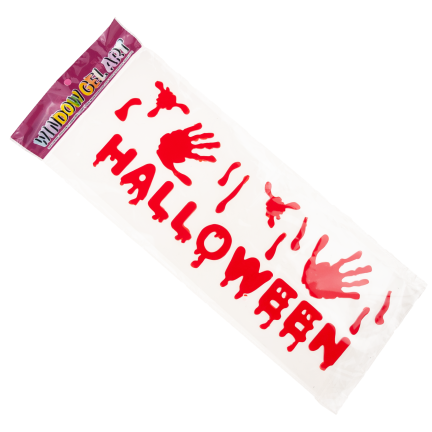 Krwawy baner, napis na szybę, żelowy, czerwony, dekoracja Halloween, 38 cm x 15 cm