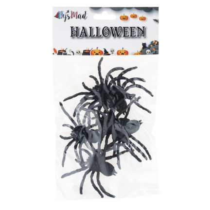 Sztuczne pająki, czarne, dekoracja Halloween, realistyczne, 6szt//kpl