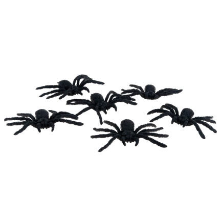 Sztuczne pająki, czarne, dekoracja Halloween, realistyczne, 6szt//kpl