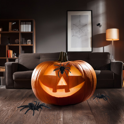 Sztuczne pająki, czarne, dekoracja Halloween, realistyczne, 6szt//kpl